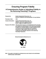 Ensuring Program Fidelity (EPF)